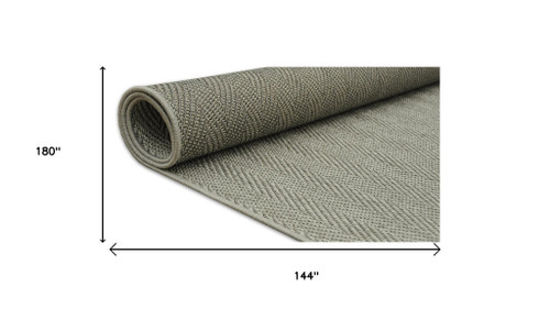 12' X 15' Gray And Ivory Geometric Indoor Outdoor Area Rug