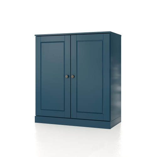 32" Teal Blue Solid Wood Raised Panel Double Door Linen Cabinet