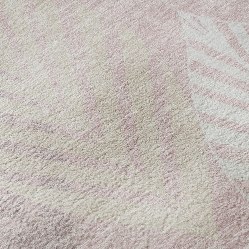 10' X 14' Pink Ivory And Blue Floral Washable Area Rug With UV Protection