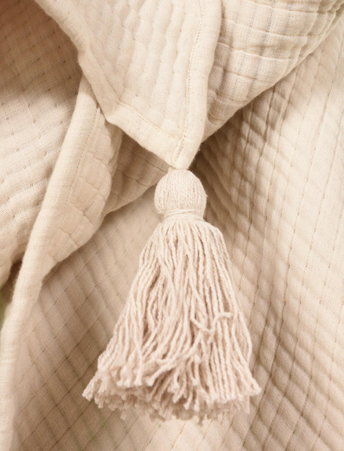 50" X 60" Vanilla Cotton Throw Blanket with Tassels