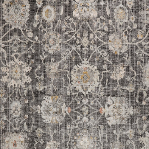 8' X 10' Gray Ivory And Black Floral Distressed Area Rug