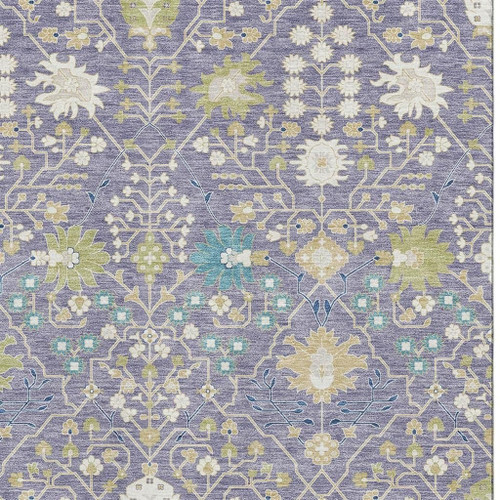 10' X 14' Lavender Beige And Blue Oriental Washable Area Rug With UV Protection