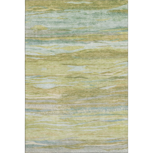 5' X 8' Sage Gray And Aqua Abstract Washable Area Rug With UV Protection