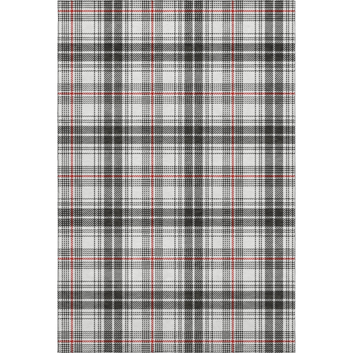 10' X 14' Black Red And Ivory Plaid Washable Area Rug With UV Protection