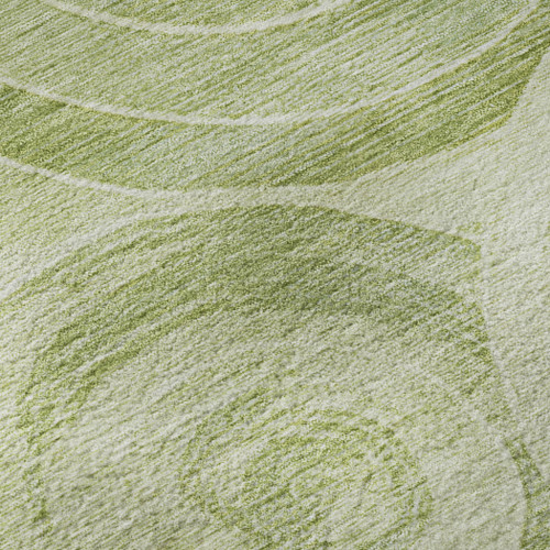 8' Sage And Fern Green Geometric Washable Round Rug With UV Protection