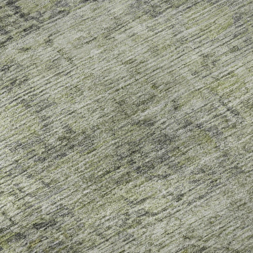 10' X 14' Artichoke Green And Gray Oriental Washable Area Rug With UV Protection