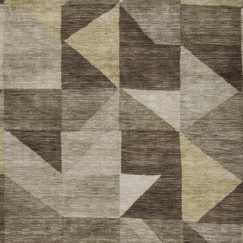 9' X 12' Brown And Beige Geometric Washable Indoor Outdoor Area Rug