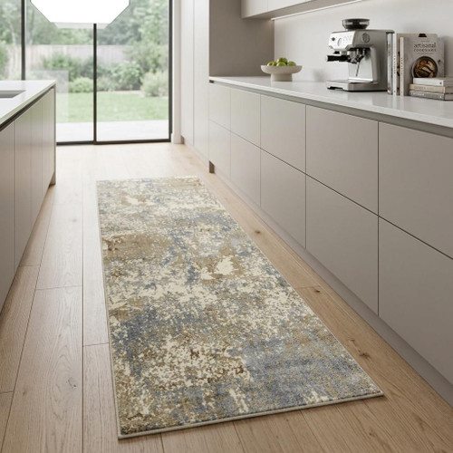 8' Beige Gray And Ivory New Zealand Lambs Wool Abstract Hand Carved Handmade Area Rug