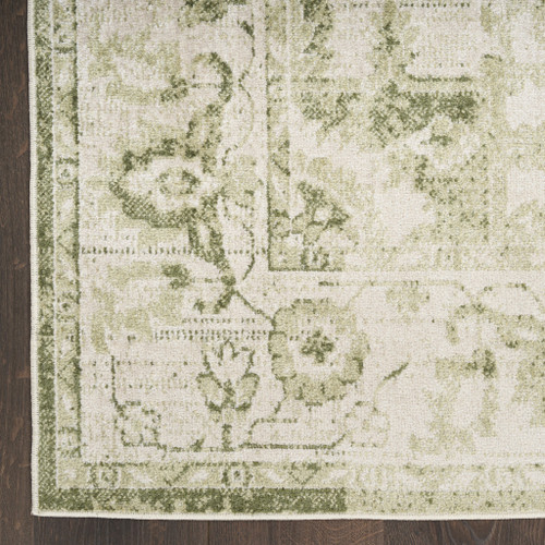 4' X 6' Sage And Ivory Floral Medallion Area Rug