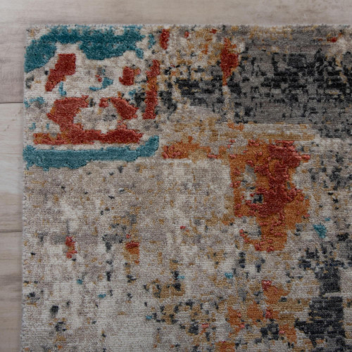 10' X 13' Beige Yellow Orange Blue Ivory Gray Charcoal And Red New Zealand Lambs Wool Abstract Hand Carved Handmade Area Rug