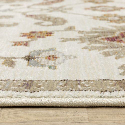7' X 10' Ivory Brown And Beige Oriental Area Rug