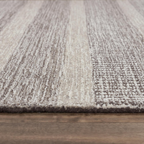 5' X 8' Brown And Natural Wool Striped Hand Tufted Area Rug