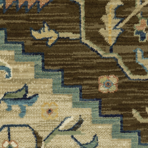 10' X 13' Brown And Orange Oriental Area Rug With Fringe