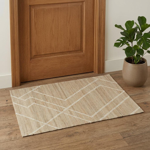 2' X 3' Ivory And Beige Jute Abstract Hand Woven Area Rug