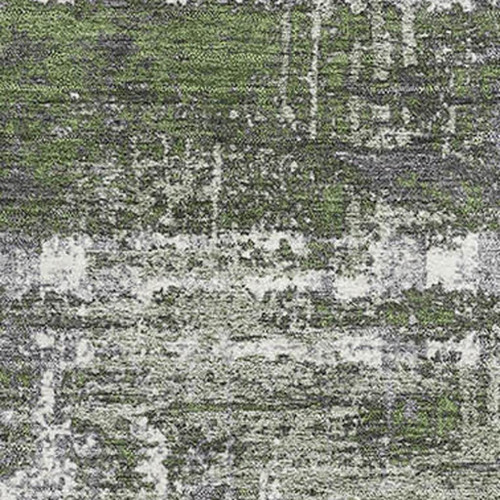 10' X 14' Olive Green Ivory And Gray Geometric Washable Area Rug With UV Protection