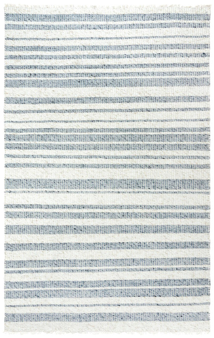 8' X 10' Ivory And Gray Wool Striped Hand Woven Area Rug