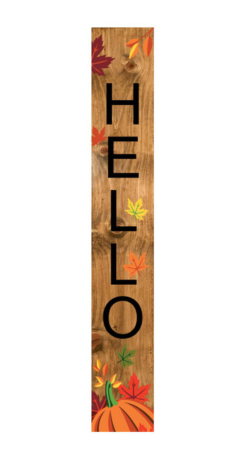 47" Black Natural And Orange Solid Wood Hello Porch Sign