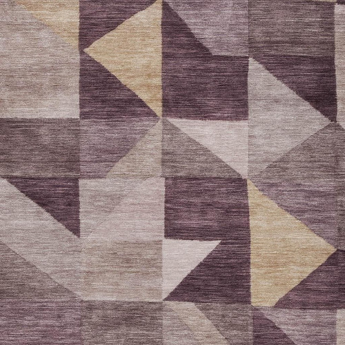 5' X 8' Plum And Wheat Geometric Washable Indoor Outdoor Area Rug