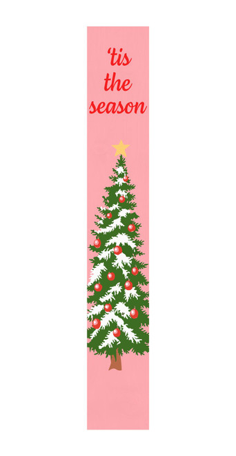 47" Pink And Green Solid Wood Christmas Christmas Tree Porch Sign