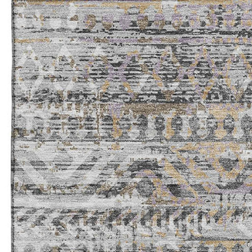 8' X 10' Gray Gold And Ivory Moroccan Washable Area Rug With UV Protection
