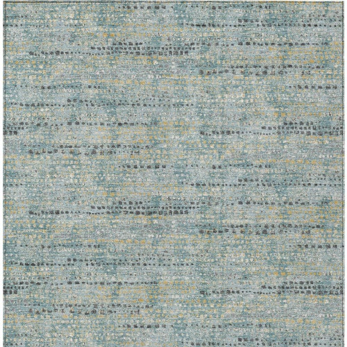 10' X 14' Teal Blue And Pewter Abstract Washable Indoor Outdoor Area Rug