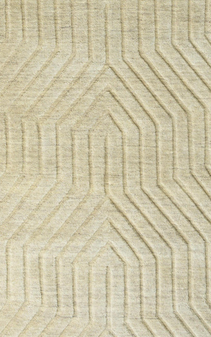 8' Tan And Natural Wool Geometric Hand Tufted Area Rug
