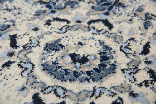 8' X 10' Blue And Cream Medallion Area Rug