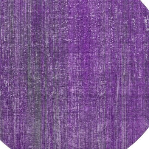 8' Purple And Ivory Striped Washable Round Rug With UV Protection