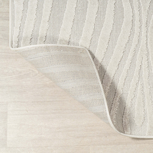 7' Cream And Ivory Round Abstract Indoor Outdoor Area Rug