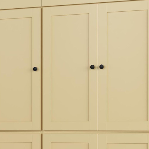 72" Yellow Solid Wood Six Door Two Drawer Pantry Or Storage Closet