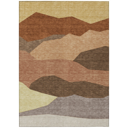 10' X 14' Orange And Copper Geometric Washable Indoor Outdoor Area Rug