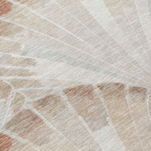 9' X 12' Beige And Brown Seashell Washable Indoor Outdoor Area Rug