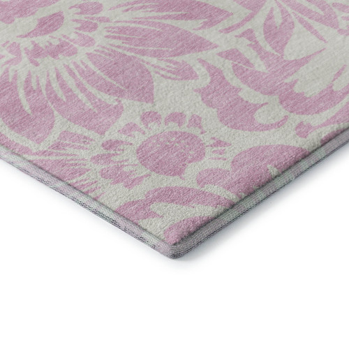 9' X 12' Pink And Ivory Floral Washable Area Rug With UV Protection