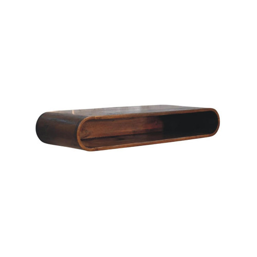 36" Chestnut Solid Wood Floating Wall Mount Console Table With Shelf