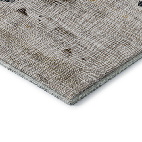 3' X 5' Linen And Beige Abstract Washable Area Rug With UV Protection