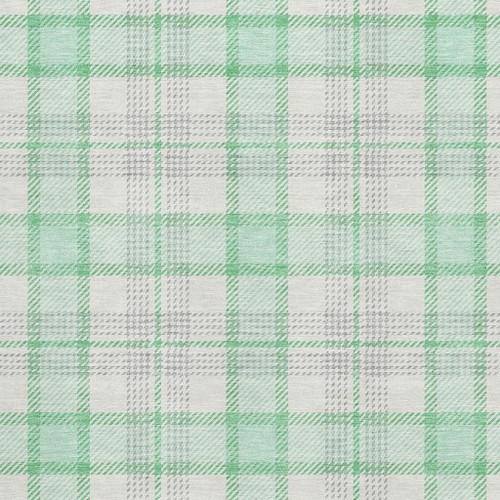 10' X 14' Aqua Ivory And Green Plaid Washable Area Rug With UV Protection