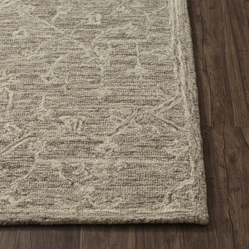 8' Brown And Tan Wool Floral Hand Tufted Runner Rug