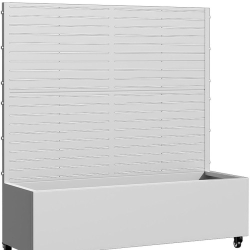 Set of Two White Striped Galvanized Metal Rectangular Planter Box