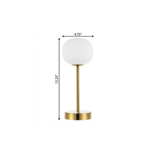 12" Gold USB Table Lamp With Globe Shade