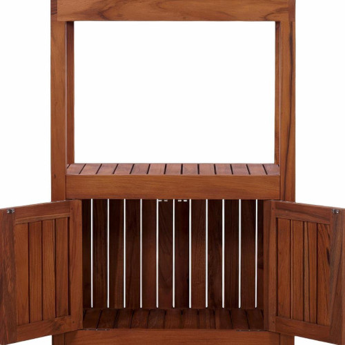 12" Brown Solid Wood Double Door Bathroom Cabinet