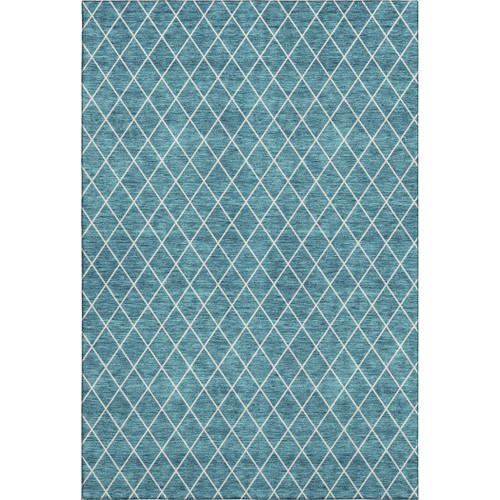 3' X 5' Teal And Ivory Geometric Washable Area Rug With UV Protection
