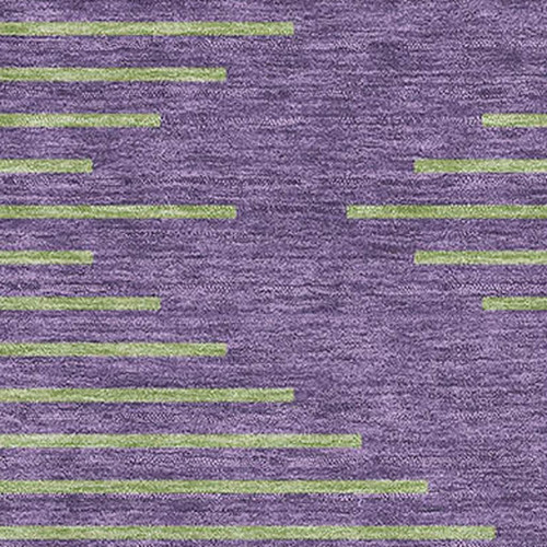 8' X 10' Purple And Lime Green Geometric Washable Area Rug With UV Protection