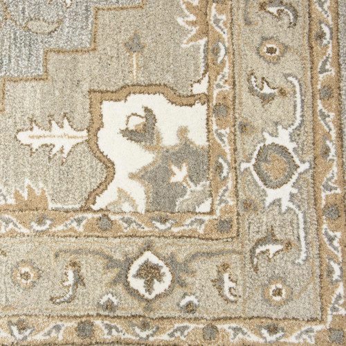 8' X 10' Gray And Natural Wool Medallion Hand Tufted Area Rug