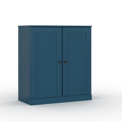32" Teal Blue Solid Wood Shaker Style Double Door Linen Cabinet