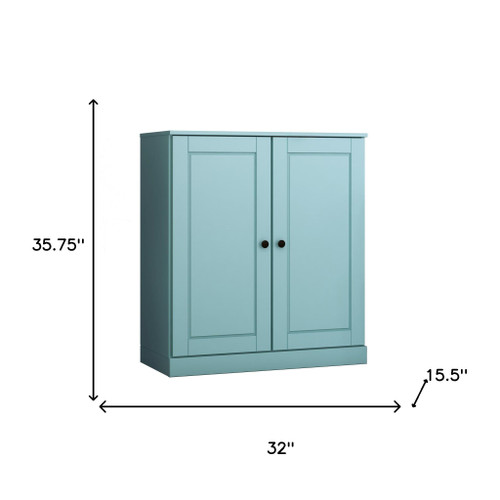 32" Aqua Solid Wood Accent Cabinet With Two Doors