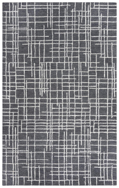 9' X 12' Charcoal And Ivory Wool Geometric Hand Tufted Area Rug