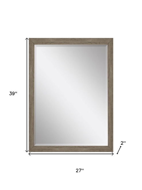 39" Light Brown Framed Accent Mirror