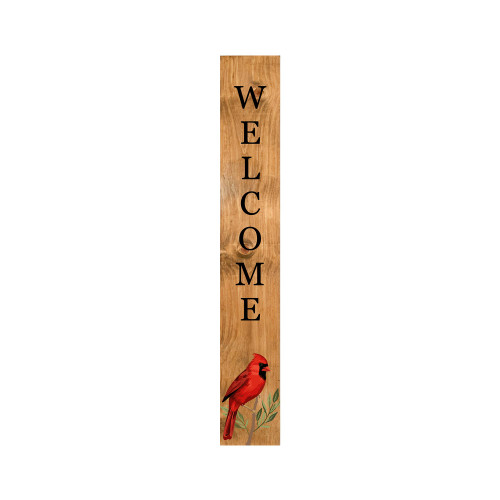 59" Black And Natural Solid Wood Welcome Porch Sign