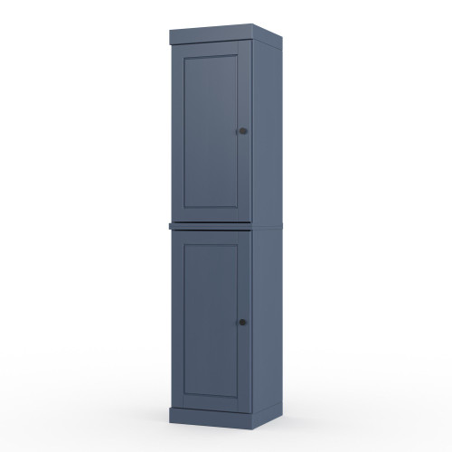 17" French Blue Solid Wood Free Standing Double Door Linen Cabinet