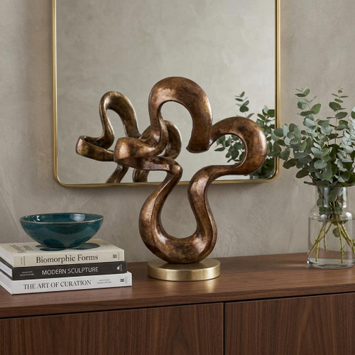 16" Bronze And Gold Aluminum Hand Painted Modern Abstract Sculpture
